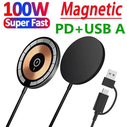 100W Magnetic Wireless Charger Pad for iPhone 15 14 13 12 Pro Max