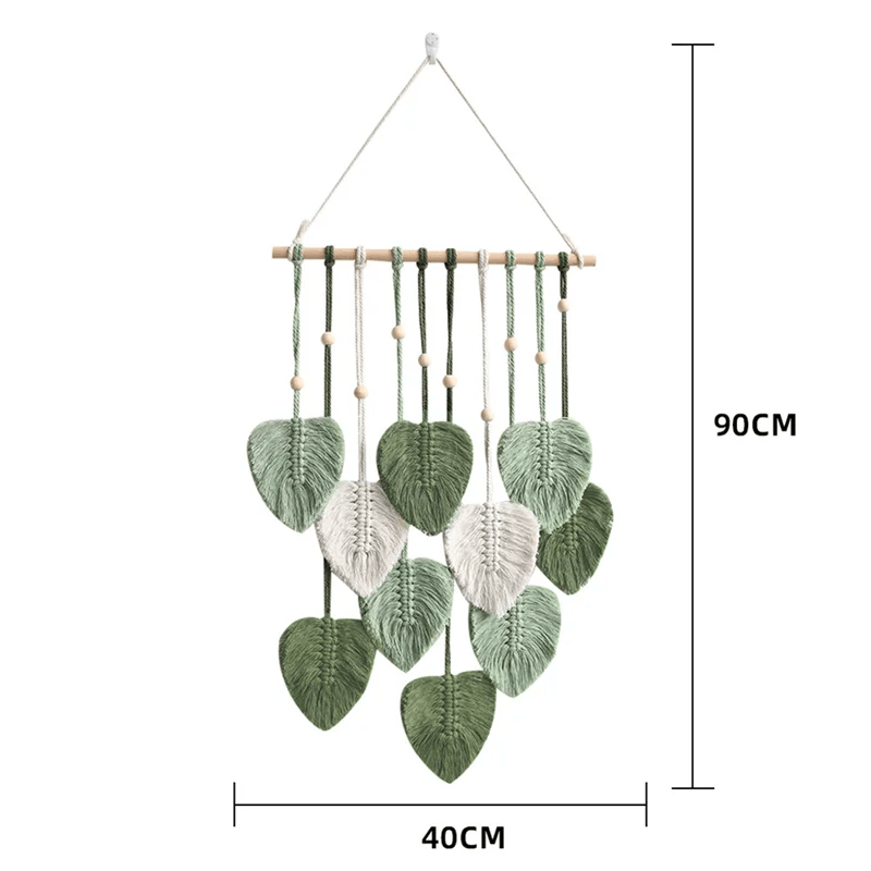 Leaf Macrame Wall Hanging Boho Decor Green Wall Tapestry