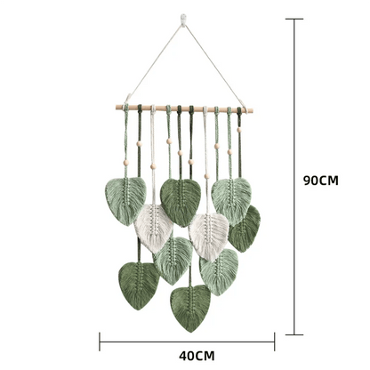 Leaf Macrame Wall Hanging Boho Decor Green Wall Tapestry