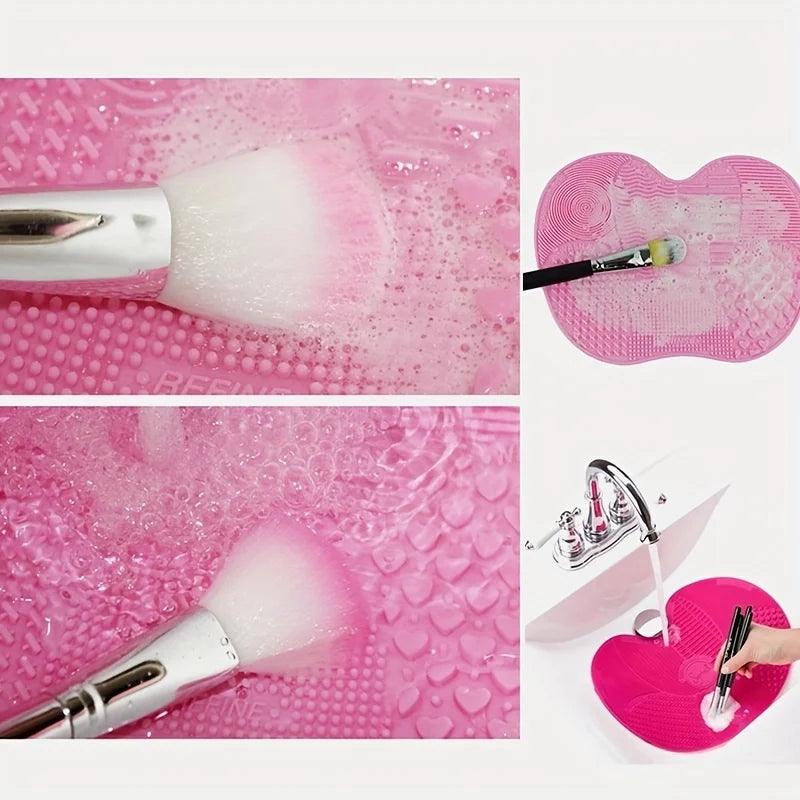 Apple Shaped Silicone Makeup Brush Cleaning Pad Efficient Portable Reusable Mat