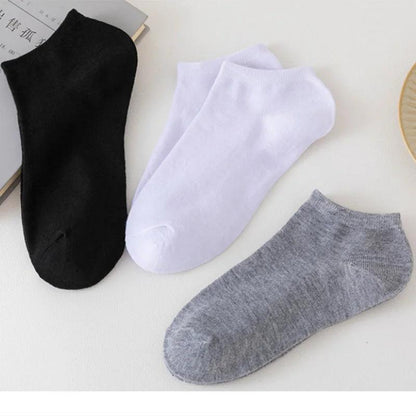 8 Pairs Women / Men Boat Socks Invisible Low Cut Silicone Non-slip Summer No-show Ankle Socks Solid Color Casual Breathable