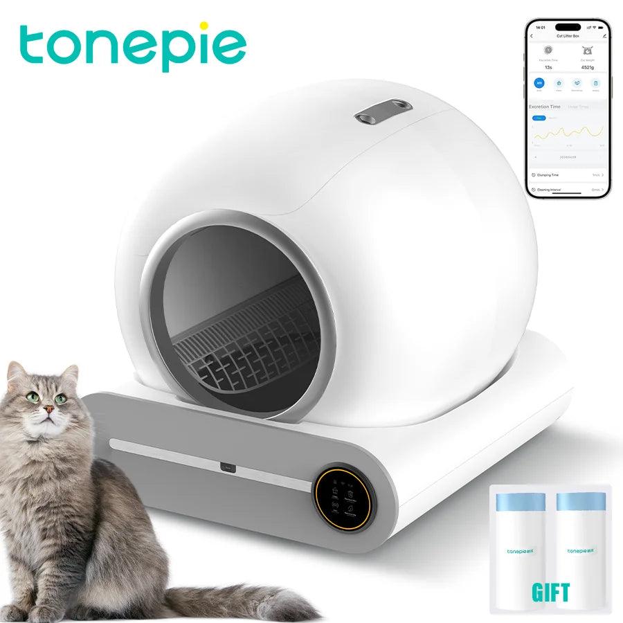 Tonepie 65L Automatic Smart Cat Litter Box Self Cleaning