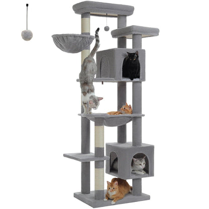 Large Cat Tree Tall Cat Tower for Indoor Cats Multi-Level Plush Cat Condo with Scratching Posts Scratching Boards Perches Caves - WildlifeStyle