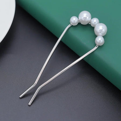 New Pearl Hairpins Korean U-shaped Metal Shell Hair Clip Pins Women Girls Hair Sticks Bun Maker Hair Styling Accessories Gifts