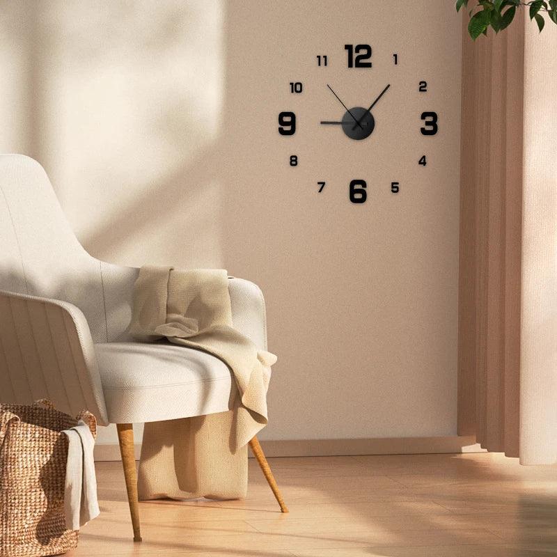 Creative Frameless DIY Wall Clock Decal Home Silent Clock