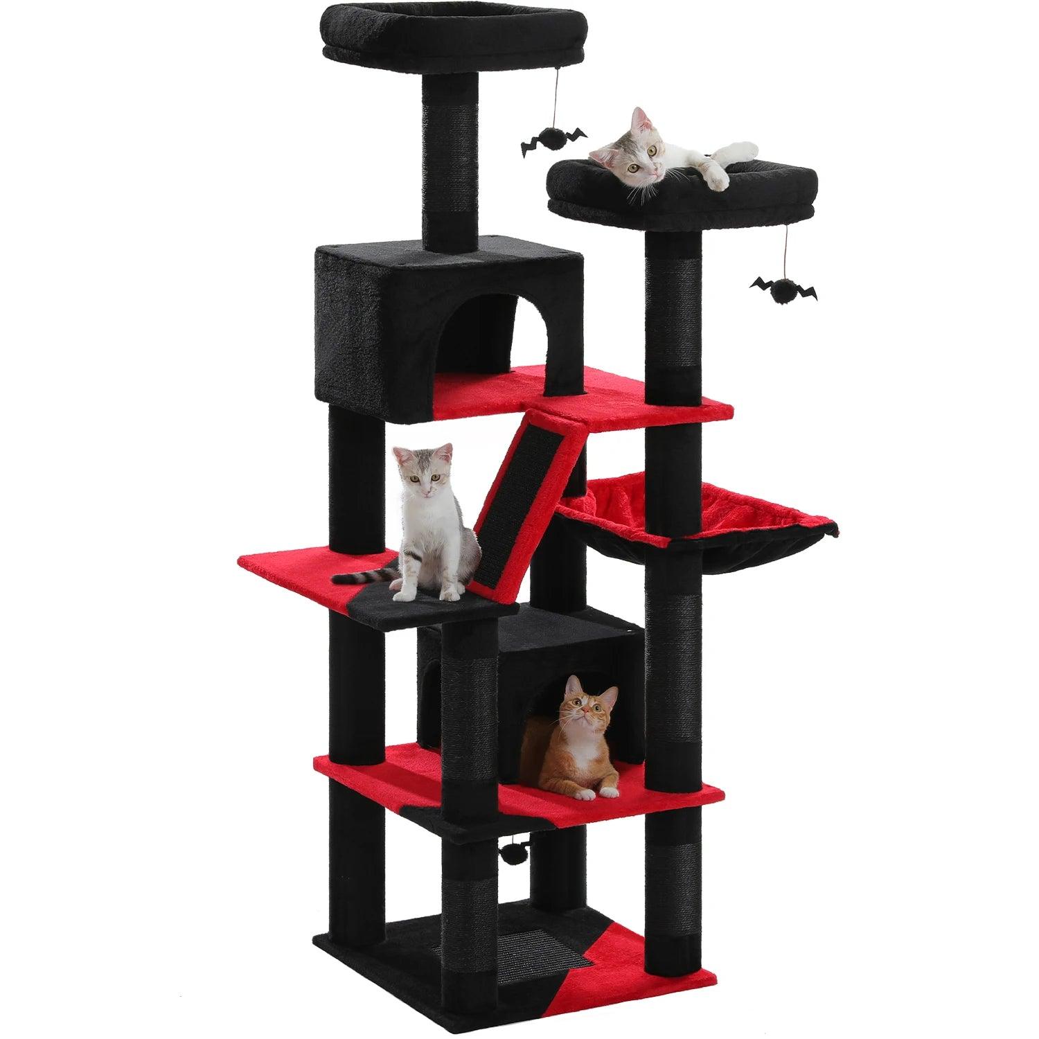 Large Cat Tree Tall Cat Tower for Indoor Cats Multi-Level Plush Cat Condo with Scratching Posts Scratching Boards Perches Caves - WildlifeStyle