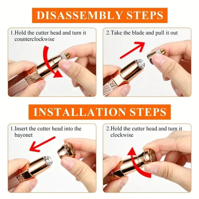 1pc Rechargeable 2-in-1 Eyebrow Razor and Hair Shaver