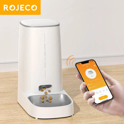 ROJECO Automatic Cat Feeder Pet Smart WiFi Cat Food Kibble Dispenser Remote Control Auto Feeder For Cat Dog Dry Food Accessories - WildlifeStyle