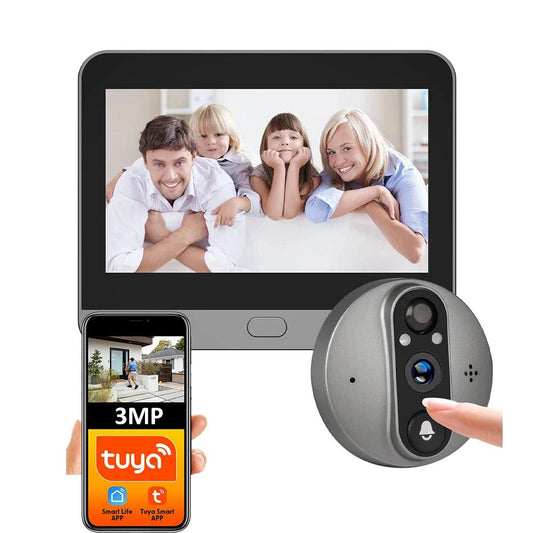 3MP Smart Life Tuya 1080P WiFi Door Bell Eye Peephole Camera