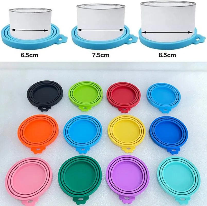 2pcs/set Reusable Pet Food Can Cover Silicone Dogs Cats Storage Tin Cap Lid Seal Cover with Spoon - WildlifeStyle