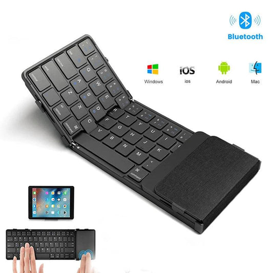 Folding Bluetooth Keyboard with Touchpad for 3 Devices