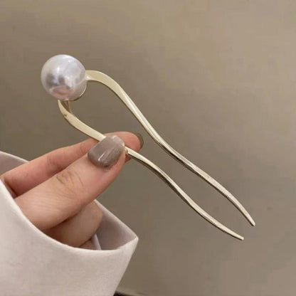 New Pearl Hairpins Korean U-shaped Metal Shell Hair Clip Pins Women Girls Hair Sticks Bun Maker Hair Styling Accessories Gifts