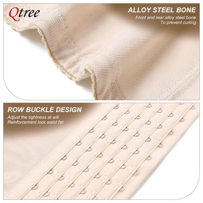Qtree 6 Hooks Waist Trainer Belt Women Belly Trimmer Body Shaper Corset Firm Tummy Control Strap Steel Bone Compression Corset