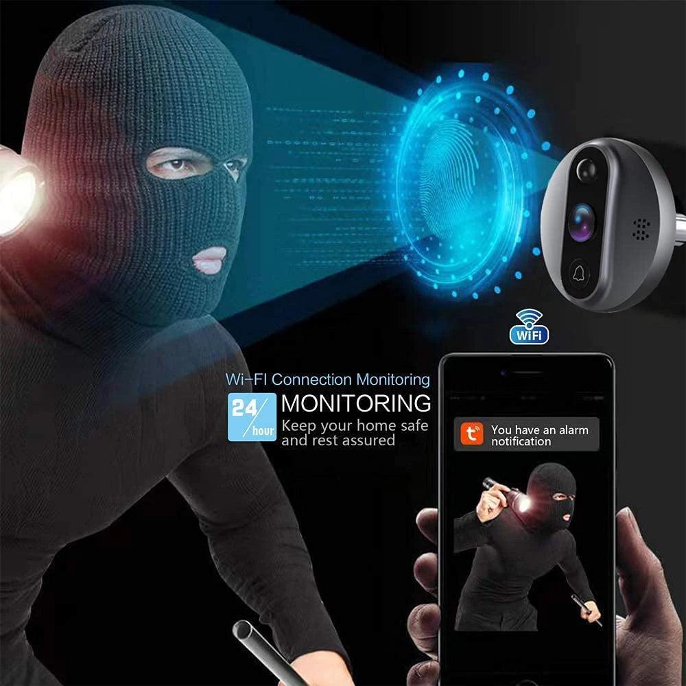 3MP Smart Life Tuya 1080P WiFi Door Bell Eye Peephole Camera