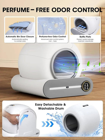 Tonepie 65L Automatic Smart Cat Litter Box Self Cleaning