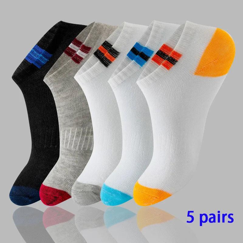 8 Pairs Women / Men Boat Socks Invisible Low Cut Silicone Non-slip Summer No-show Ankle Socks Solid Color Casual Breathable