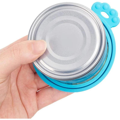 2pcs/set Reusable Pet Food Can Cover Silicone Dogs Cats Storage Tin Cap Lid Seal Cover with Spoon - WildlifeStyle