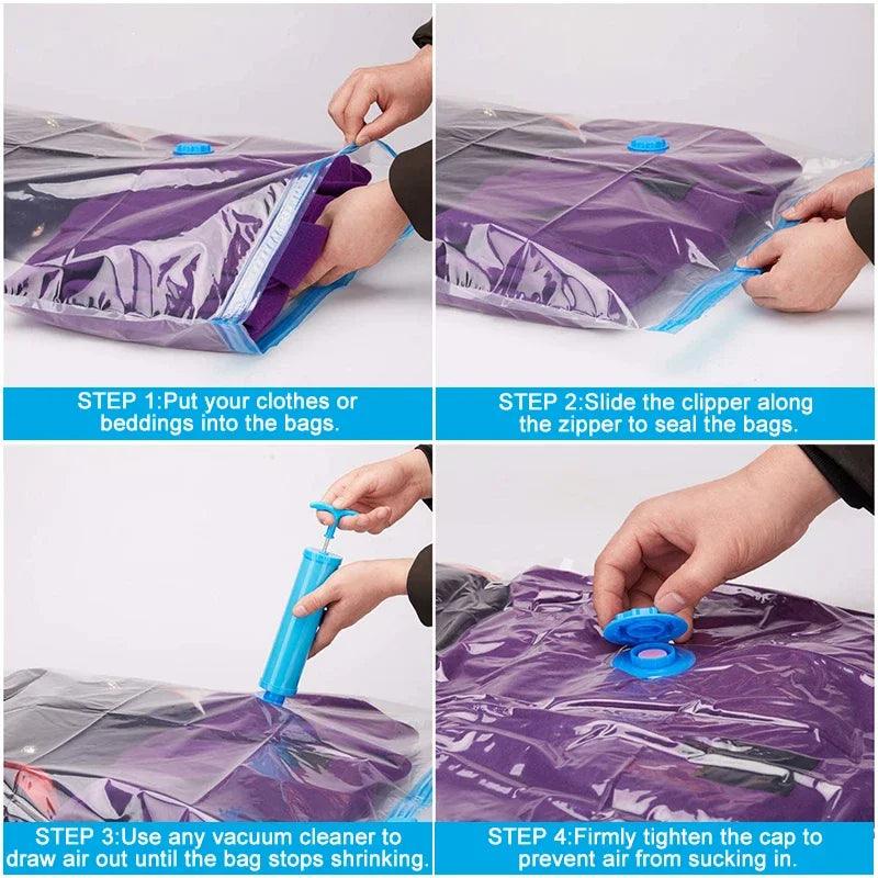 Vacuum Storage Bags,for Bedding,Pillows,Towel,Clothes Space Saver Travel Storage Bag,With Hand-electric-Pump,Vacuum Bag Package - WildlifeStyle