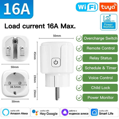 TNCE Tuya Smart Home Socket WiFi Zigbee 16/20A Outlet