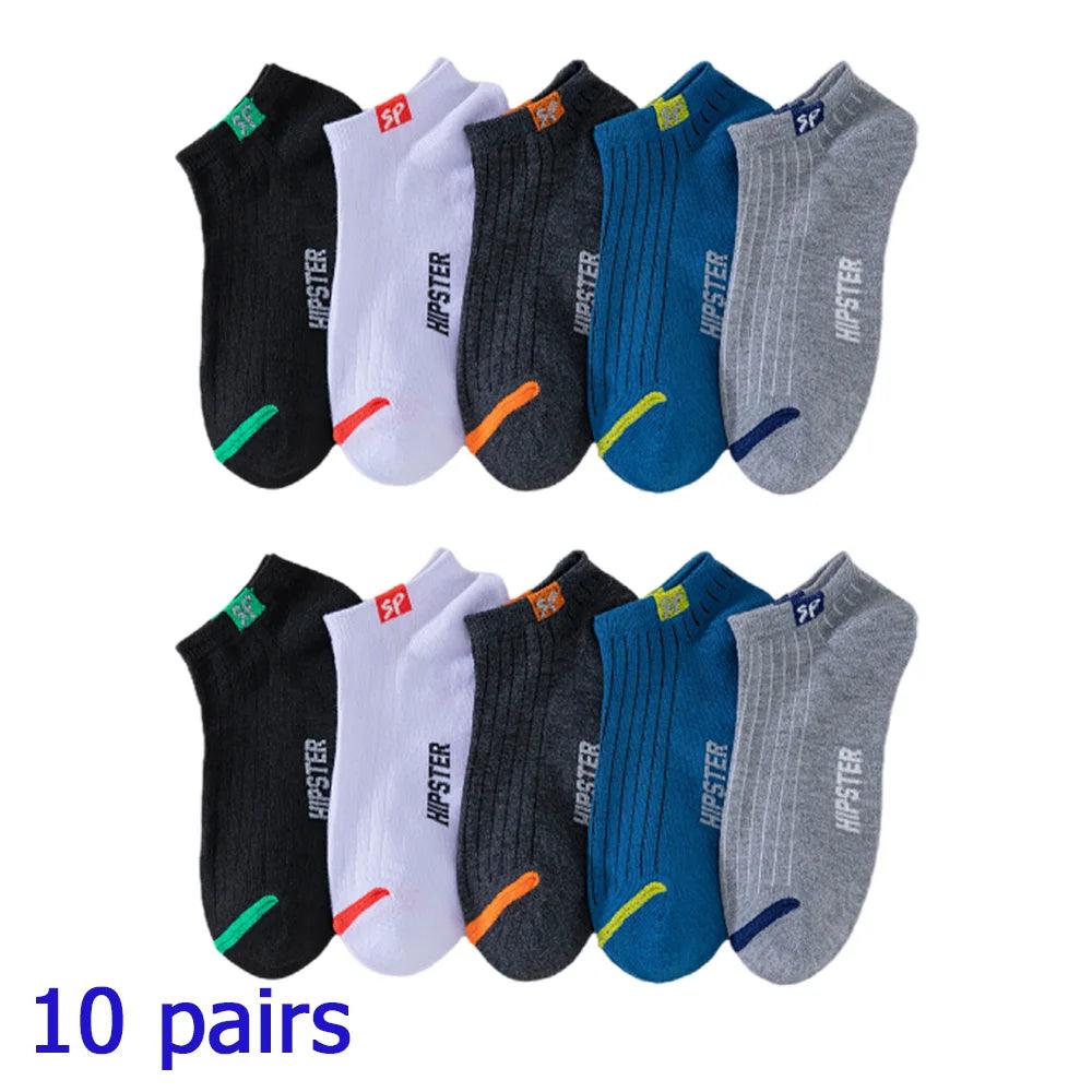 8 Pairs Women / Men Boat Socks Invisible Low Cut Silicone Non-slip Summer No-show Ankle Socks Solid Color Casual Breathable