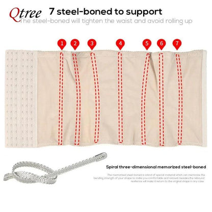 Qtree 6 Hooks Waist Trainer Belt Women Belly Trimmer Body Shaper Corset Firm Tummy Control Strap Steel Bone Compression Corset