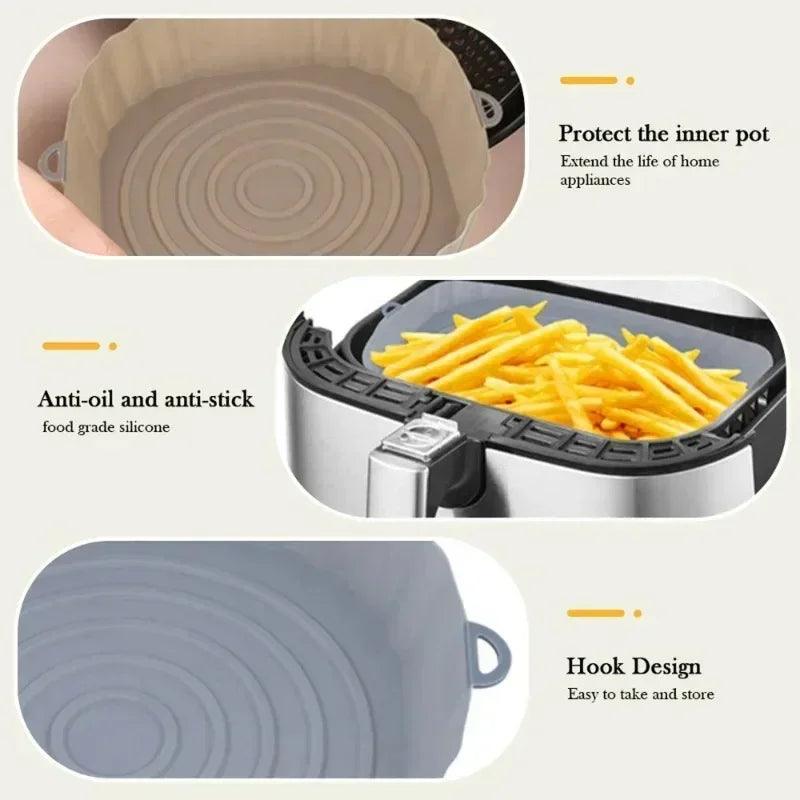 Reusable Air Fryer Silicone Pot Baking Tray Kitchen Tool