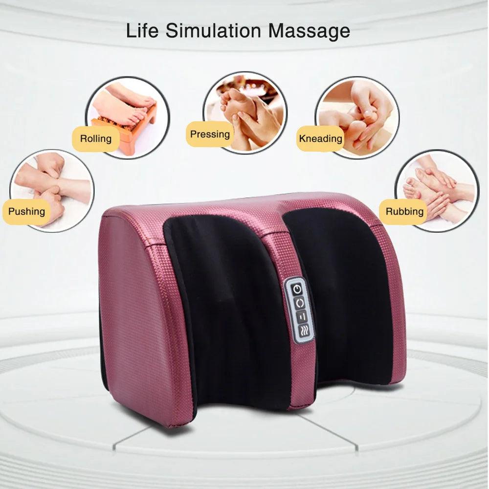 Electric Foot Massage Machine Hot Compress Shiatsu Foot Vibrators Kneading Roller For Foot Pain Relief Muscle Stimulation Gift - WildlifeStyle