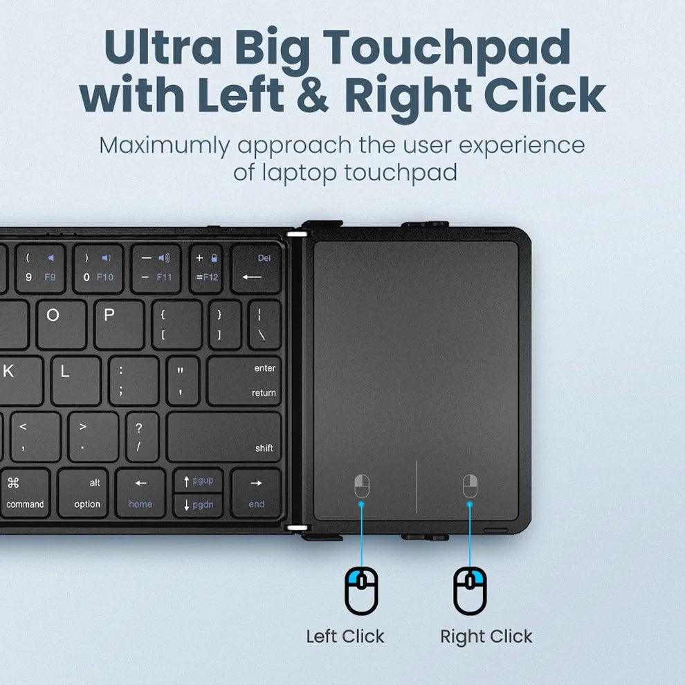 Folding Bluetooth Keyboard with Touchpad for 3 Devices