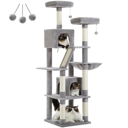 Large Cat Tree Tall Cat Tower for Indoor Cats Multi-Level Plush Cat Condo with Scratching Posts Scratching Boards Perches Caves - WildlifeStyle