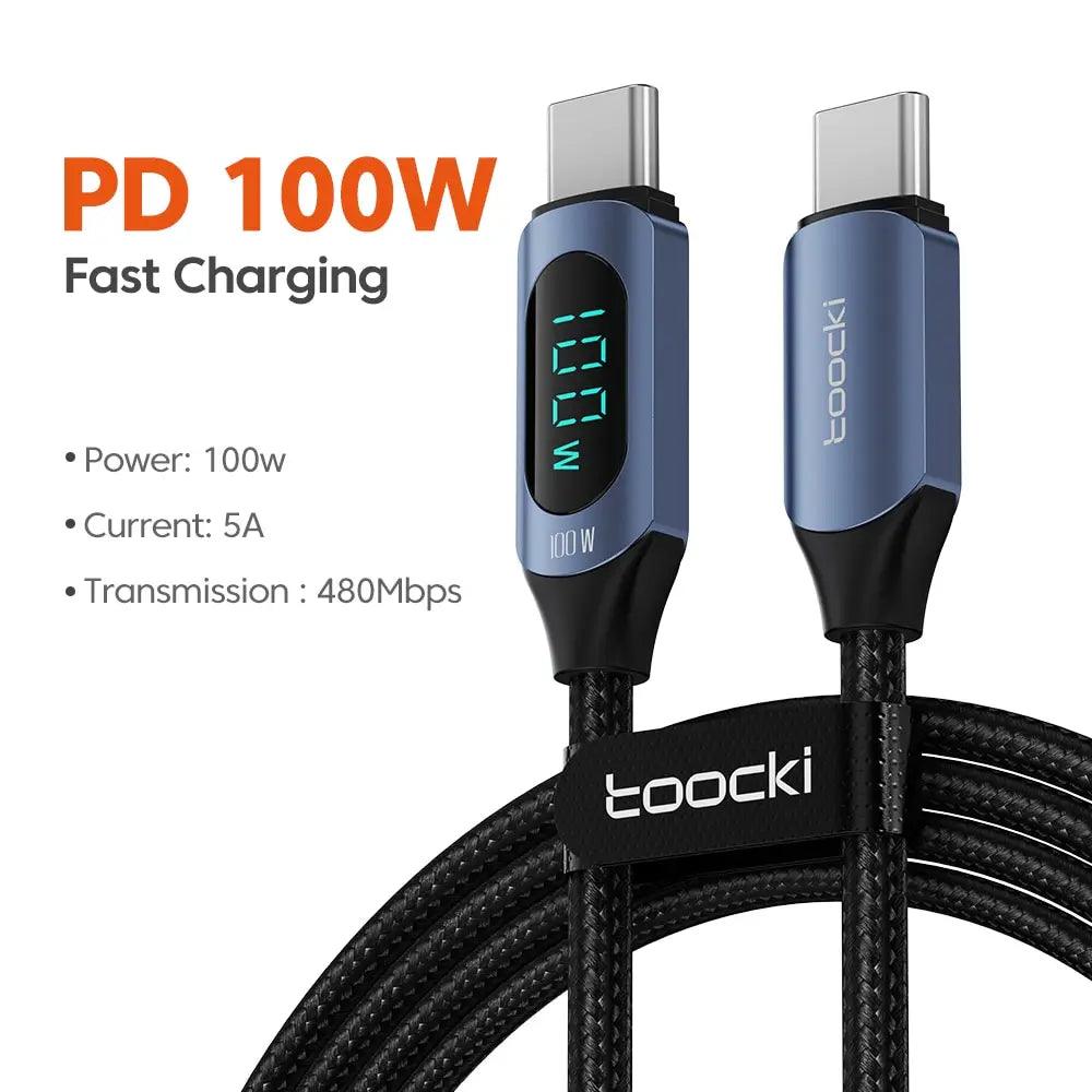 Toocki Type C to Type C Cable 100W PD Fast Charger Cable