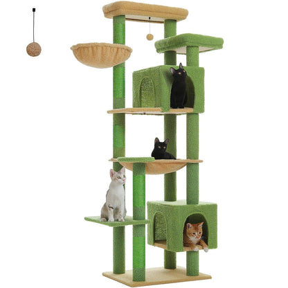 Large Cat Tree Tall Cat Tower for Indoor Cats Multi-Level Plush Cat Condo with Scratching Posts Scratching Boards Perches Caves - WildlifeStyle
