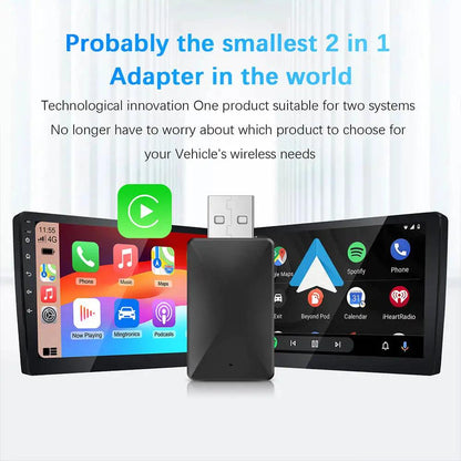 2 in 1 Wired to Wireless CarPlay Android Auto Adapter Device