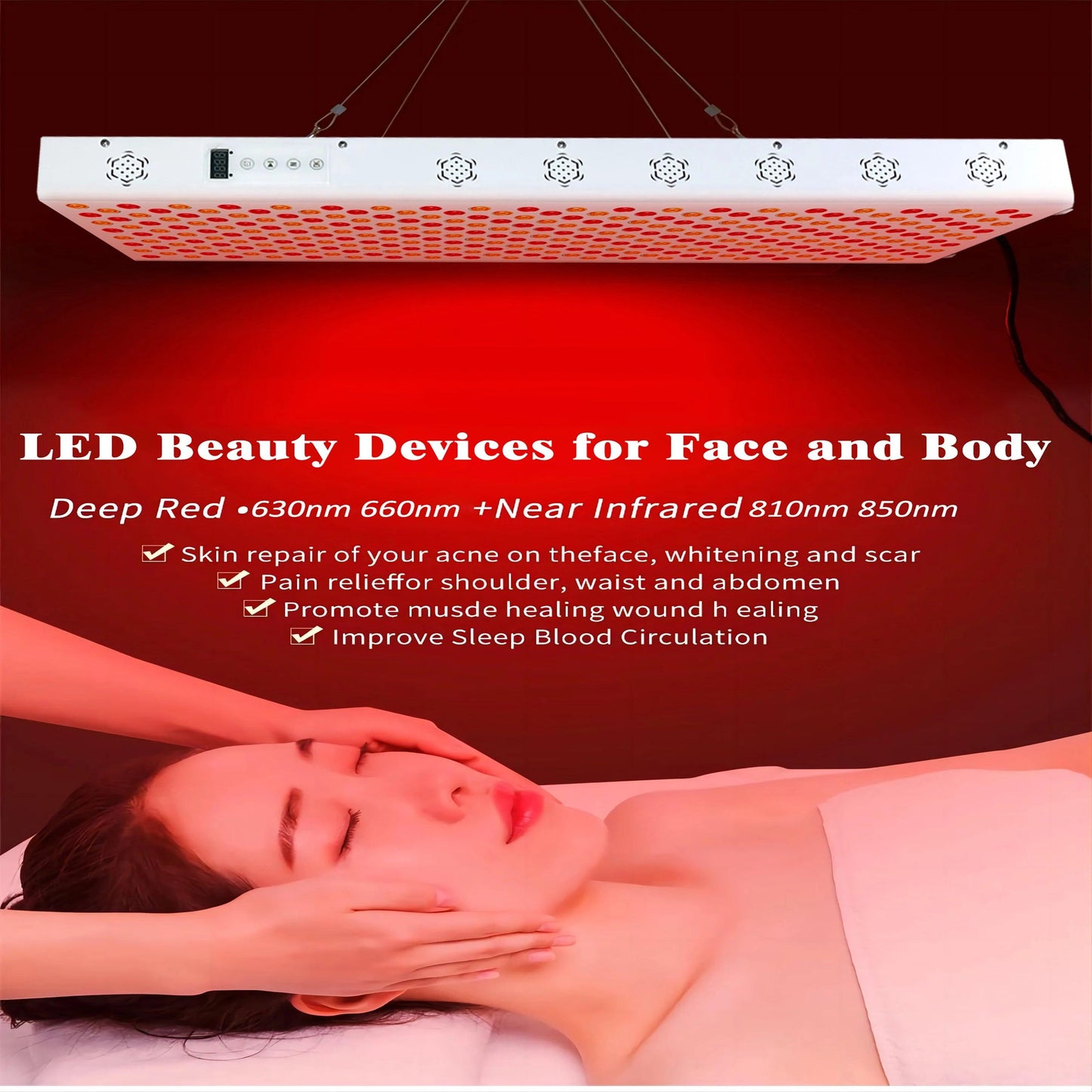 Dual Chip Red Light Therapy Panel Lamp for Face and Body