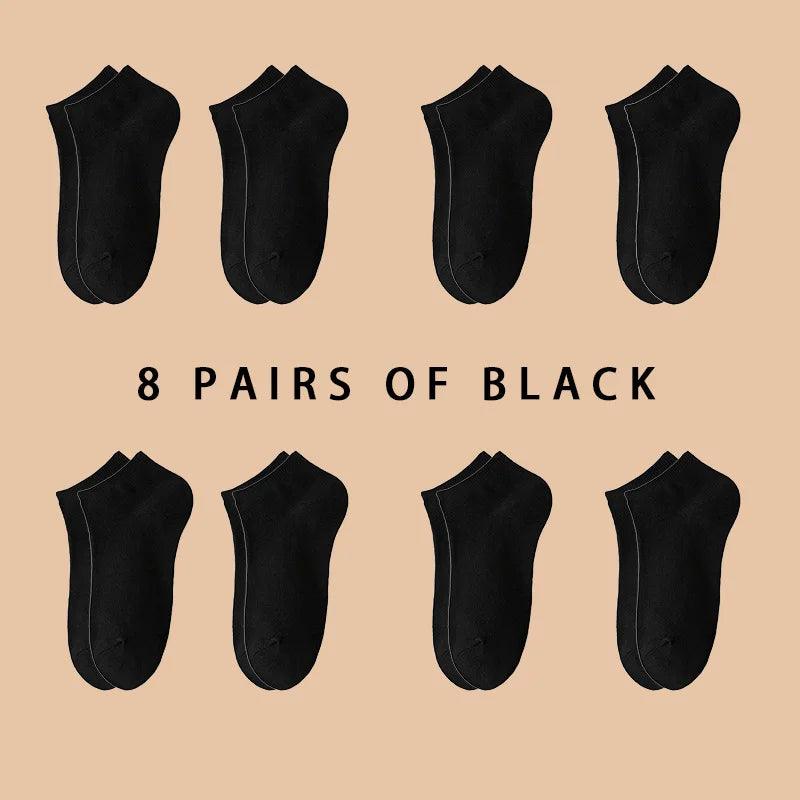 8 Pairs Women / Men Boat Socks Invisible Low Cut Silicone Non-slip Summer No-show Ankle Socks Solid Color Casual Breathable