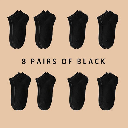 8 Pairs Women / Men Boat Socks Invisible Low Cut Silicone Non-slip Summer No-show Ankle Socks Solid Color Casual Breathable