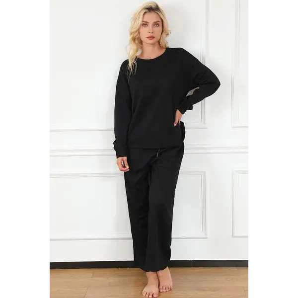 Double Take Full Size Textured Long Sleeve Top Set and Pants