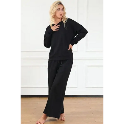 Double Take Full Size Textured Long Sleeve Top Set and Pants