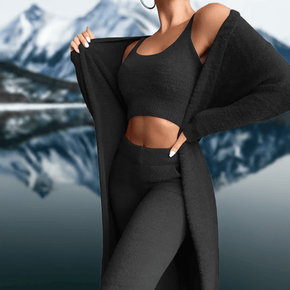 3x Piece Fuzzy Fleece Loungewear Set