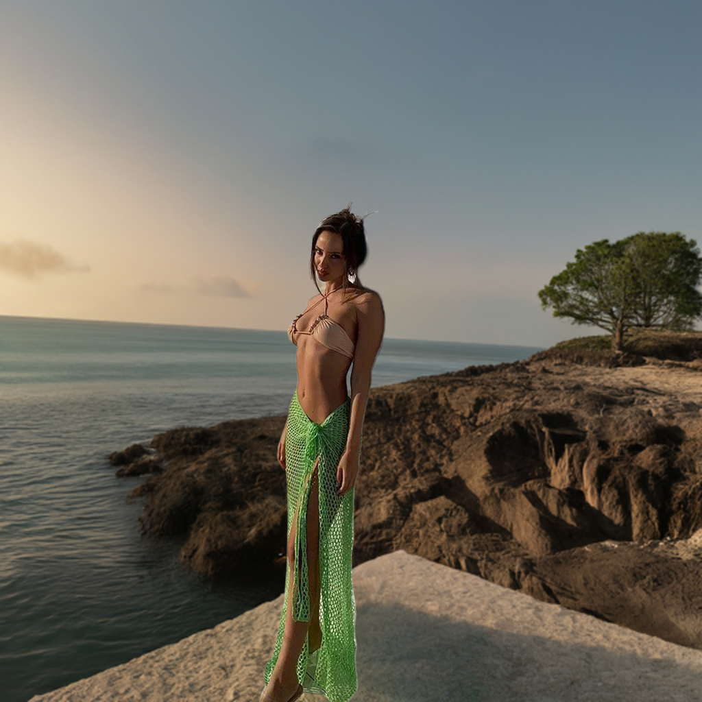 2024 Beach Cover Up Sexy See Through Dress Knit Long Skirts Mesh Hollow Out Through Wrap White Midi Skirt Party Outfits