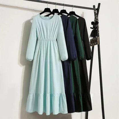 Spring Summer Women Maxi Dresses Casual Floral Printed O-neck Dress